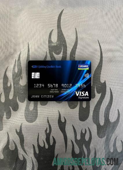 Banco de construção da vila do Uzbequistão Cartão de assinatura Visa Photolook Front exemplo